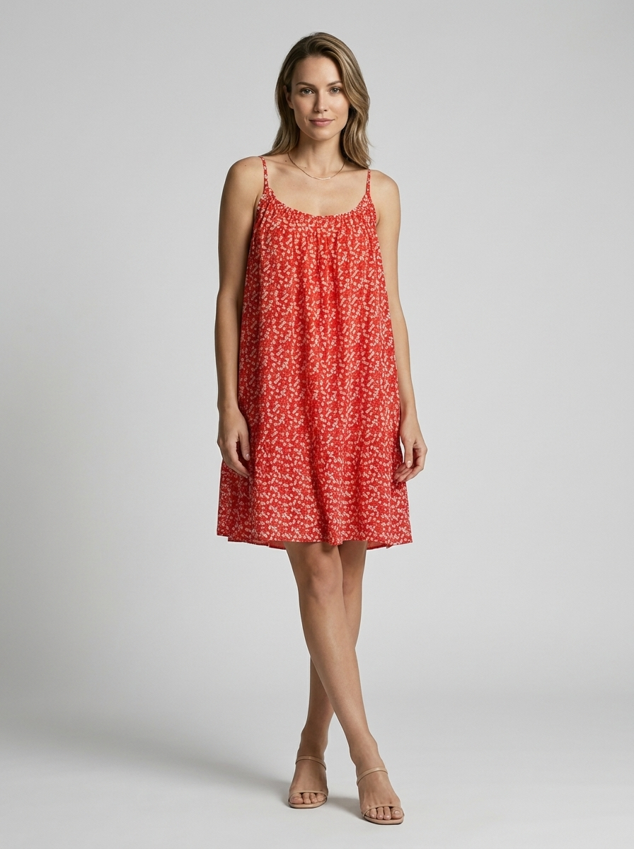 Women's pink loose fit floral dress with light airy cut