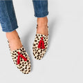 Women's beige leopard print tassel loafers with cushioned insole