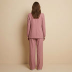 Women's pink blazer and trouser two piece set with tailored fit