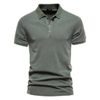 Men's green classic polo shirt with ribbed collar