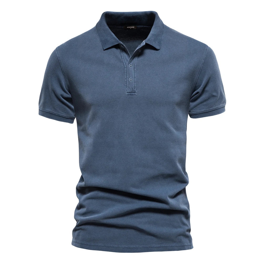 Men's green classic polo shirt with ribbed collar