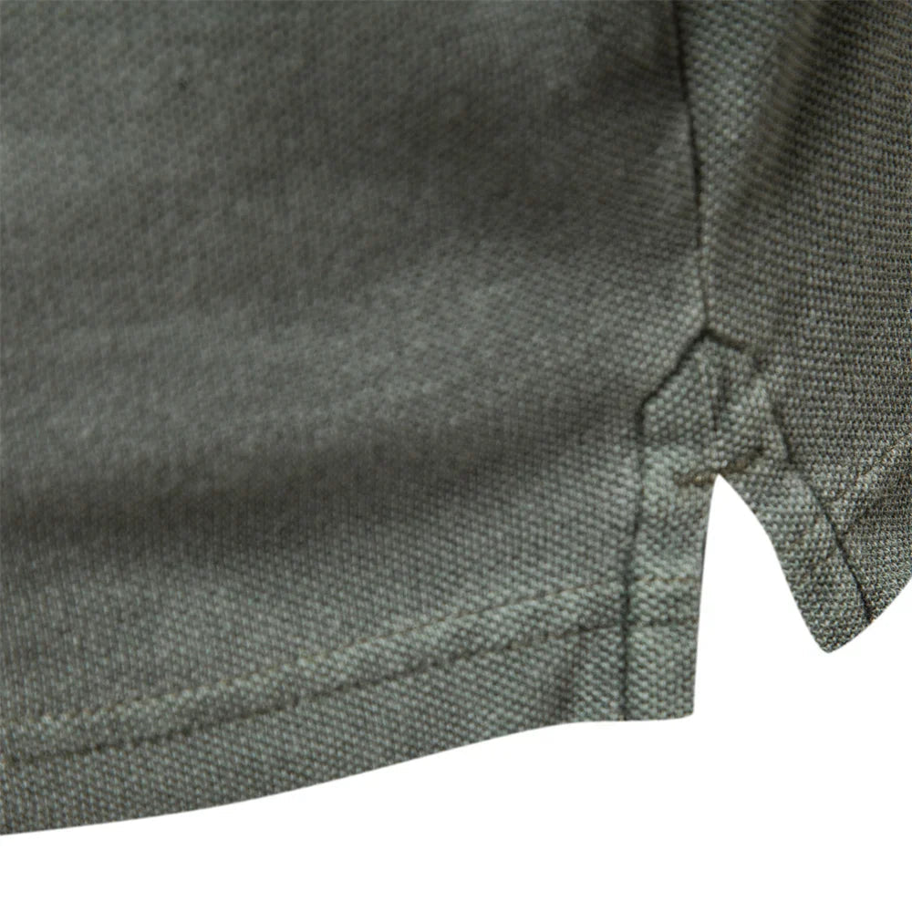 Men's green classic polo shirt with ribbed collar