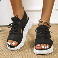 Hattie | Women's Knit Platform Sandals with Lace-Up Cushioned Comfort Sole