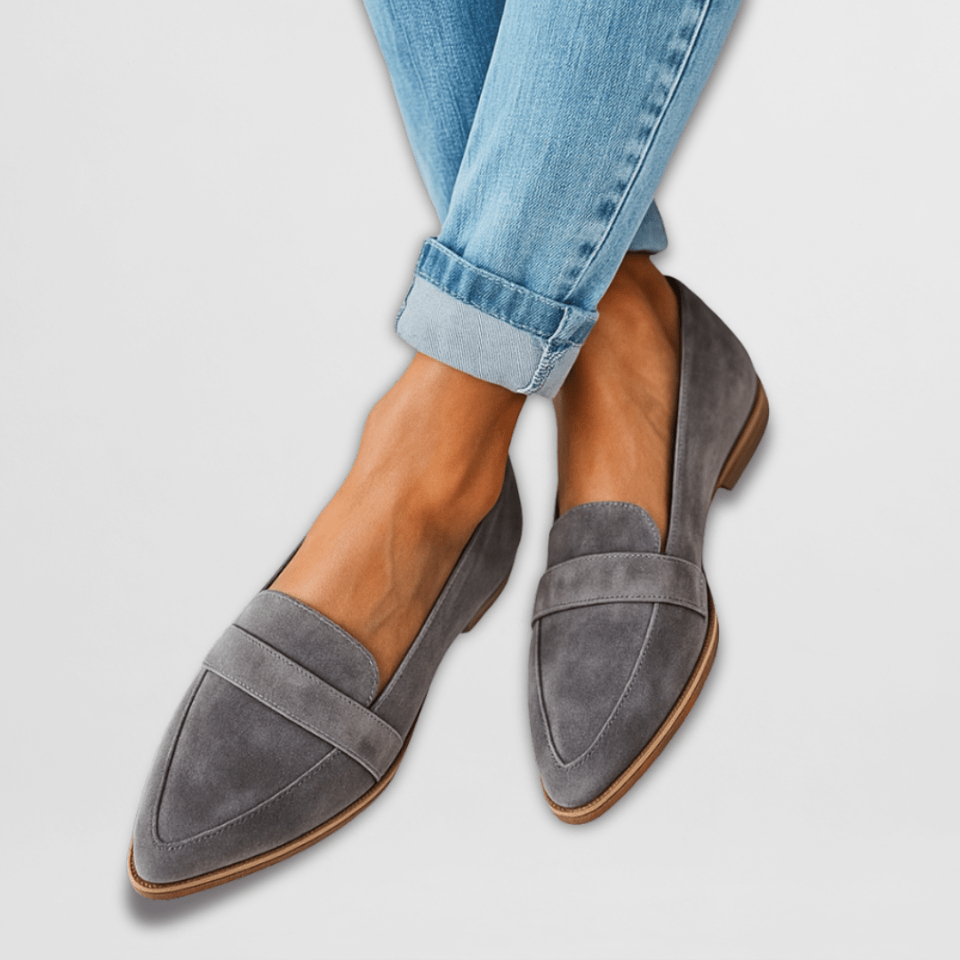 Women's khaki soft suede slip-on loafers with cushioned insole