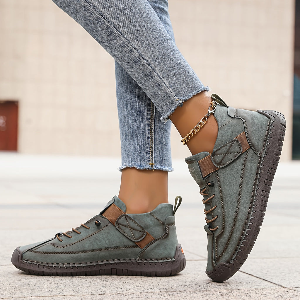 Women's beige comfort sneakers with adjustable strap and breathable upper