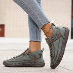 Women's beige comfort sneakers with adjustable strap and breathable upper