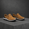 Men's camel slip-on outdoor sneakers with grip rubber outsole