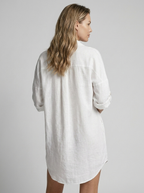 Women's black long sleeve shirt dress with notched collar