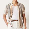 Men's retro knitted polo top with fine knit and classic collar
