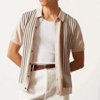 Men's retro knitted polo top with fine knit and classic collar