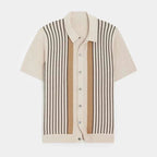 Men's retro knitted polo top with fine knit and classic collar