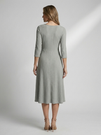 Women's grey a-line dress with cross detail bodice