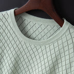 Men's black knitted cotton t-shirt with fine knit texture