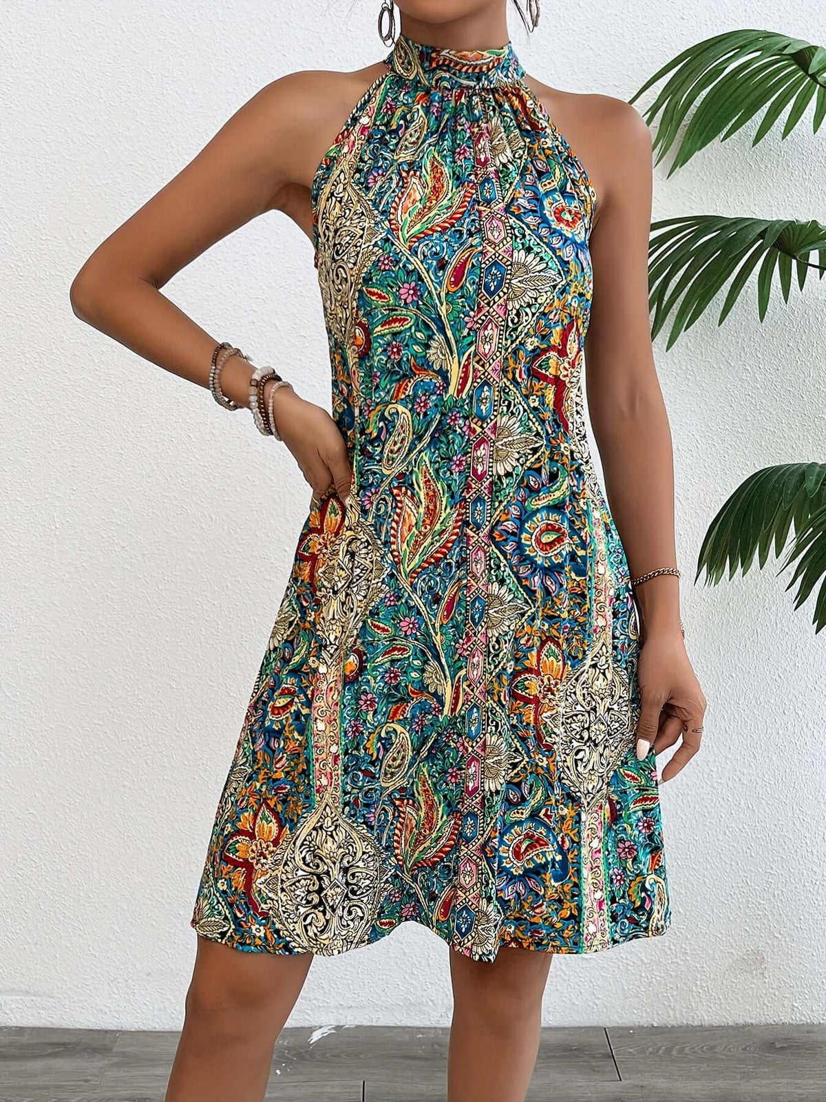Women's paisley halter dress