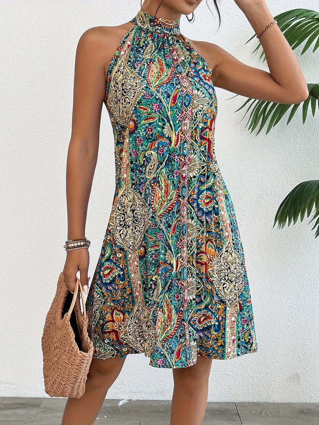 Women's paisley halter dress