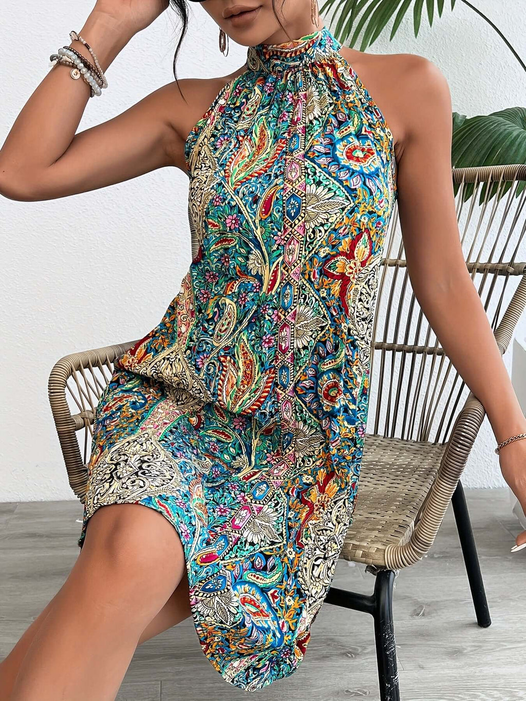 Women's paisley halter dress