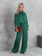 Women's high neck jumpsuit with sleek tailored silhouette