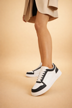 Women's beige non-slip sneakers with chunky grip sole