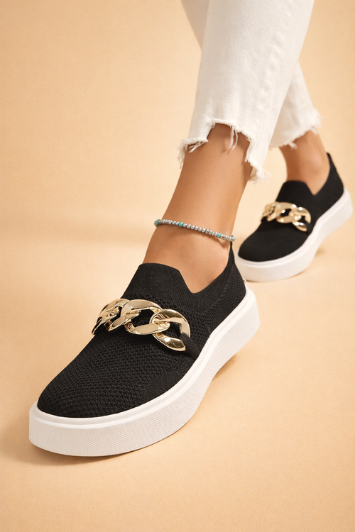 Women's brown knit platform slip-on sneakers with chunky sole