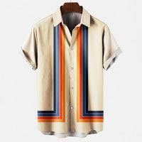 Callum | Men's Retro Colour Block Short Sleeve Shirt with Camp Collar