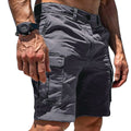 Men's charcoal cargo shorts with utility pockets