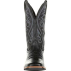 Men's brown western cowboy boots with stitched shaft and block heel