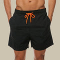Men's black drawstring swim shorts with pockets