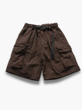 Men's brown cargo shorts with built-in belt
