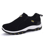 Men's black slip-on walking shoes