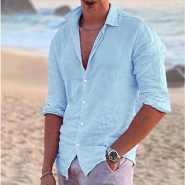 Men's light blue relaxed fit long sleeve shirt