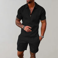 Stanley | Men's Zip Polo Shirt and Shorts Co-ord Set for Summer