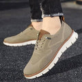 Men's khaki knit wingtip sneakers