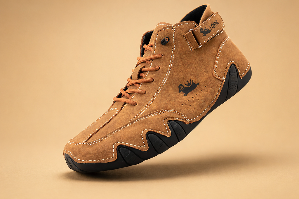 Brown unisex fleece-lined non-slip shoes with cushioned grip sole