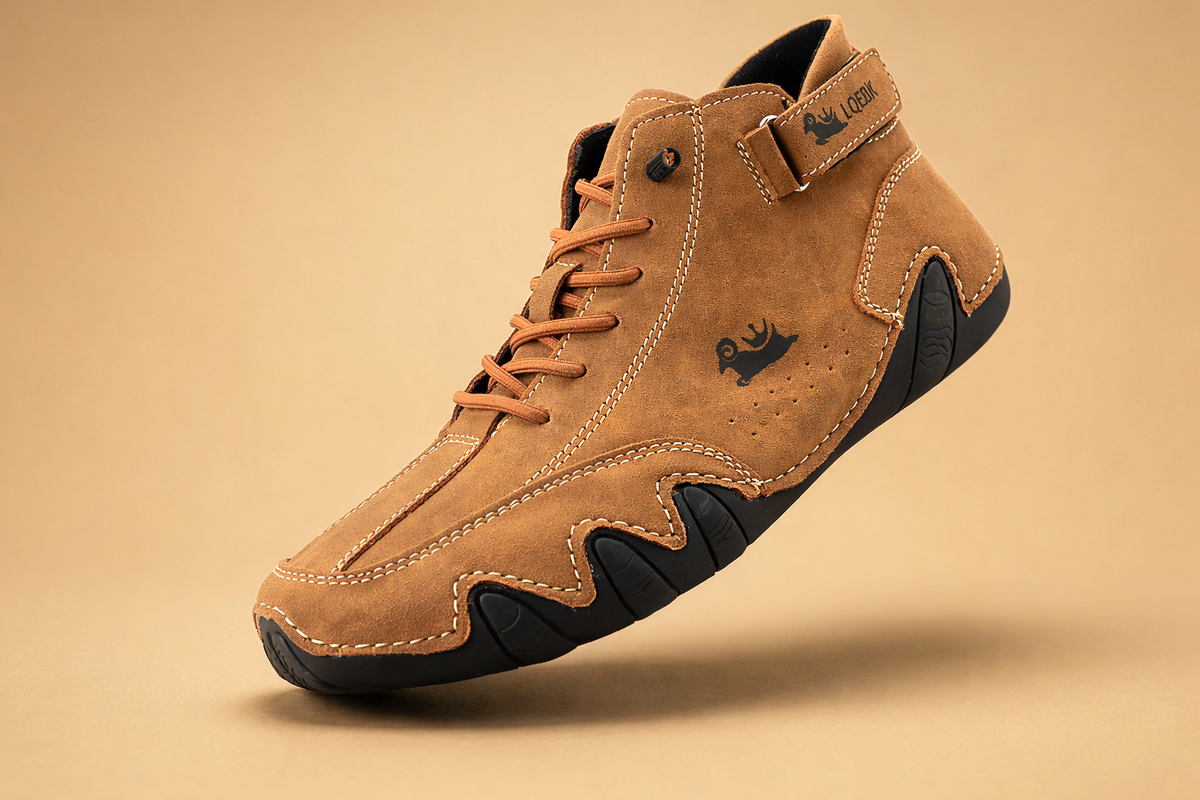 Brown unisex fleece-lined non-slip shoes with cushioned grip sole