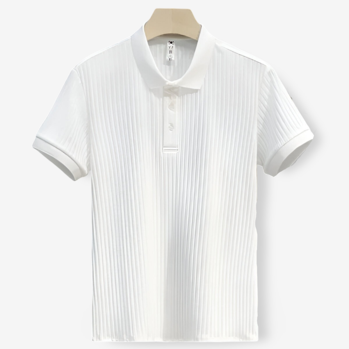 Men's white lightweight cotton polo shirt with classic collar