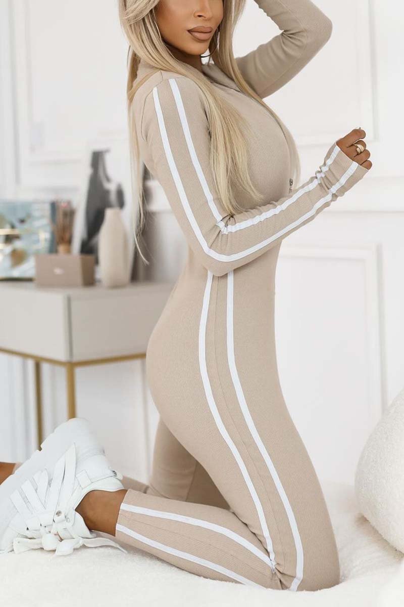 Women's black fitted stretch jumpsuit with sporty silhouette