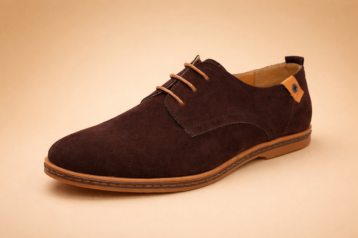Men's blue vegan leather oxford shoes with closed lacing