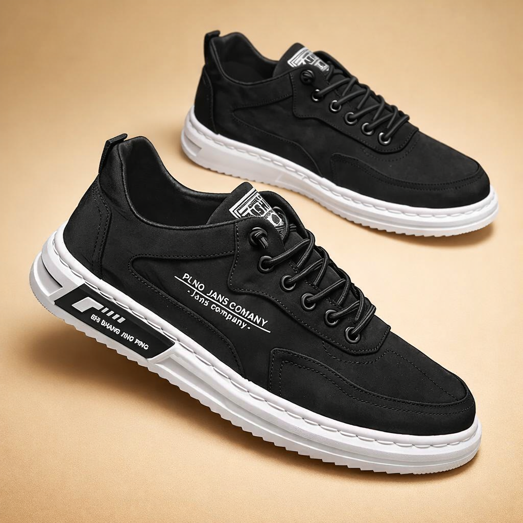 Men's green low-top street sneakers with lace-up front