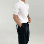 Men's light brown ribbed cotton t-shirt with mesh panel detail