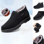 Men's black plush lined slip-on shoes with non-slip sole
