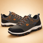 Men's grey all-terrain hiking shoes with reinforced toe cap