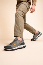 Men's grey all-terrain hiking shoes with reinforced toe cap