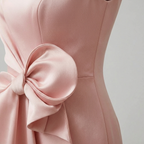 Women's pink draped midi dress with bow detail