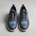 Men's slate blue leather look oxford sneakers with lace-up front