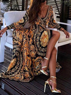 Women's wrap maxi dress with long sleeves
