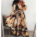 Women's wrap maxi dress with long sleeves