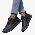 Women's black wide fit chunky sneakers with cushioned sole