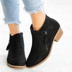 Women's blue vintage ankle boots with cushioned comfort footbed