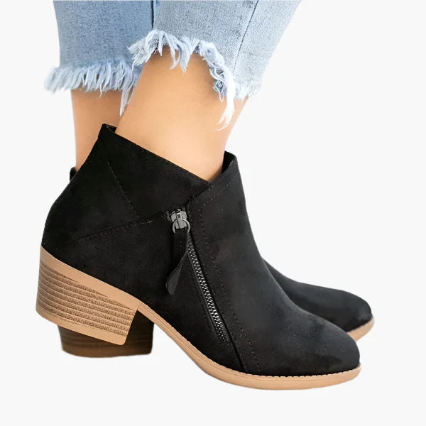 Women's blue vintage ankle boots with cushioned comfort footbed
