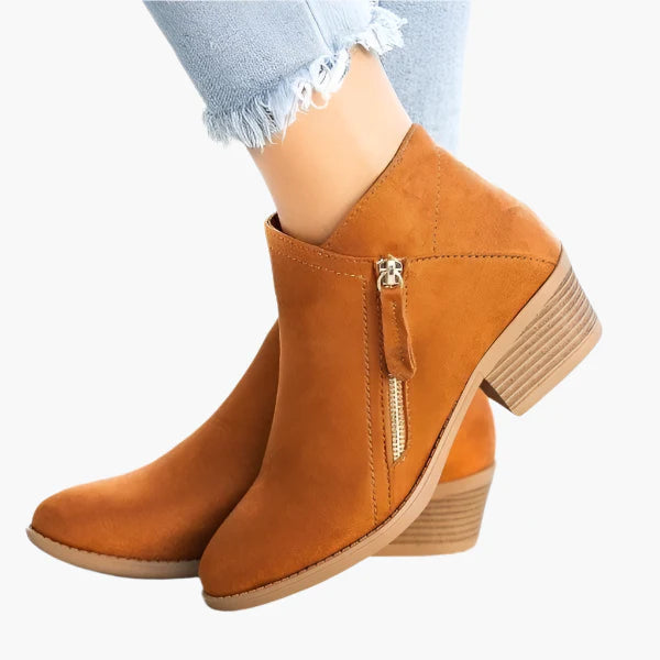 Women's blue vintage ankle boots with cushioned comfort footbed